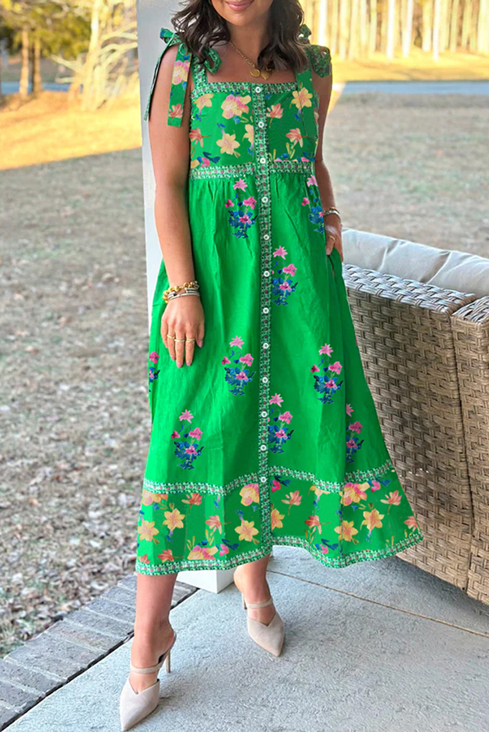 Green Floral Knot Strap Midi LT