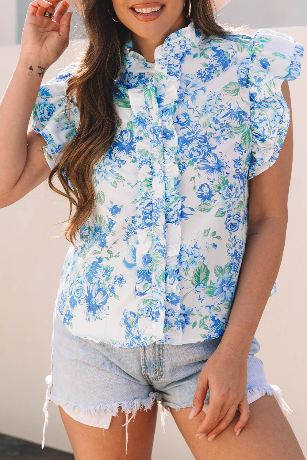 Blue Floral Frilly LT