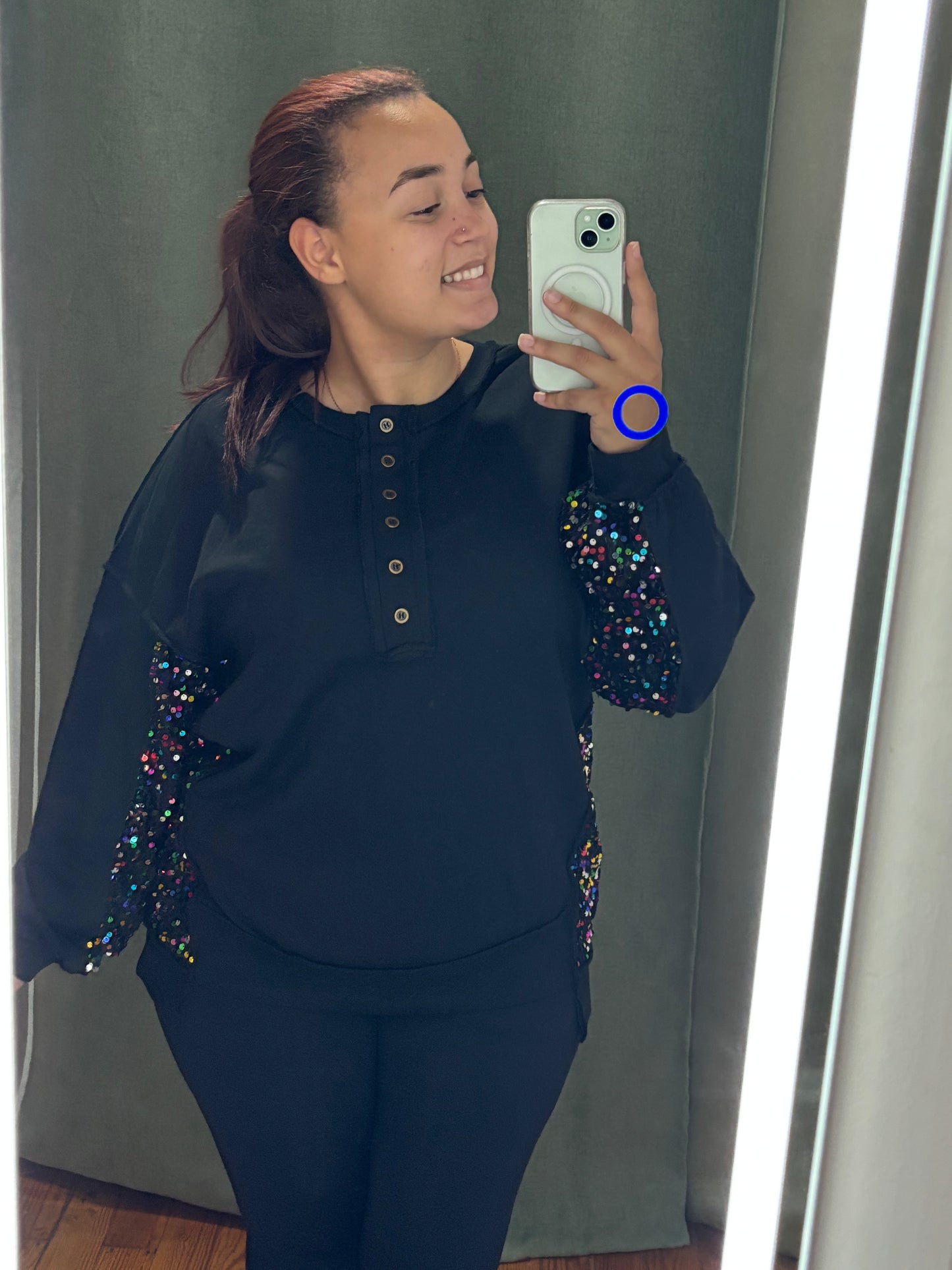 Sequin Long Sleeve Shirts