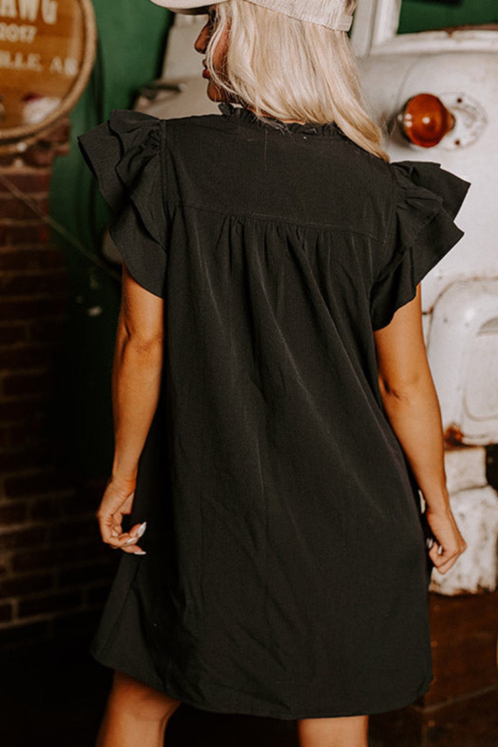 Black Ruffle Shift Dress LT