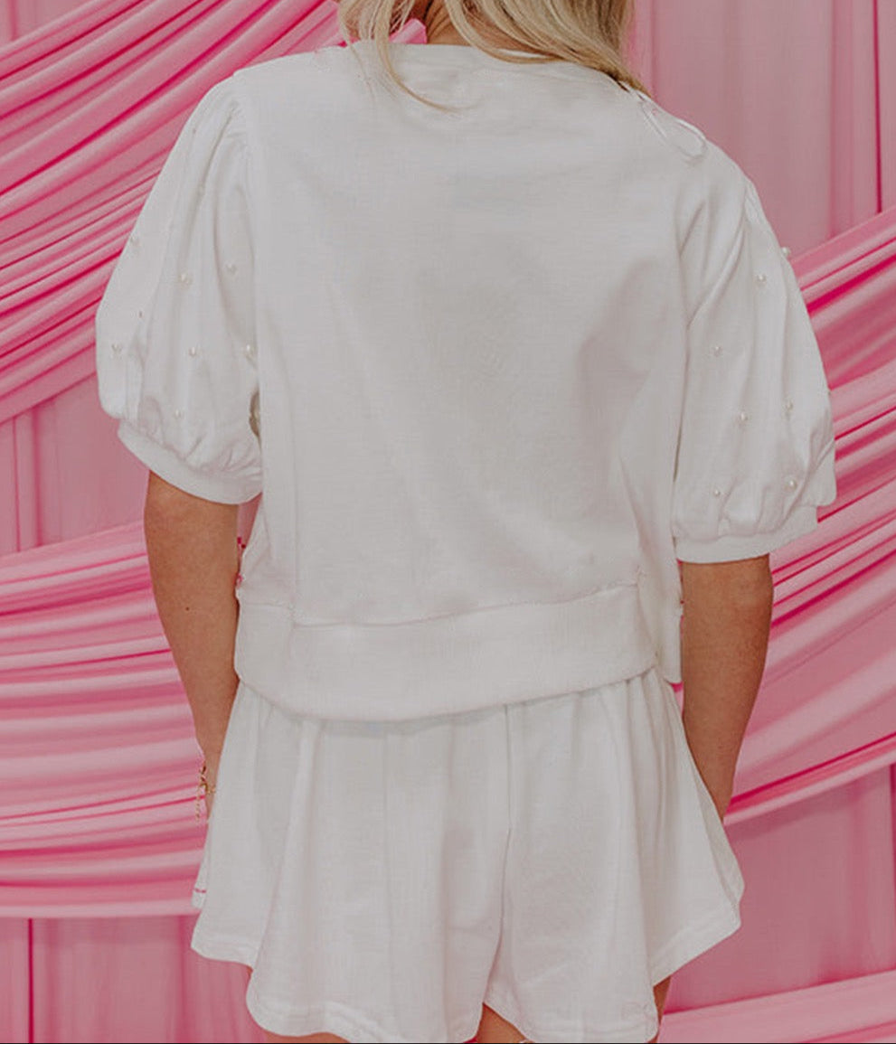 White with Pink Bow Trim Set May.
