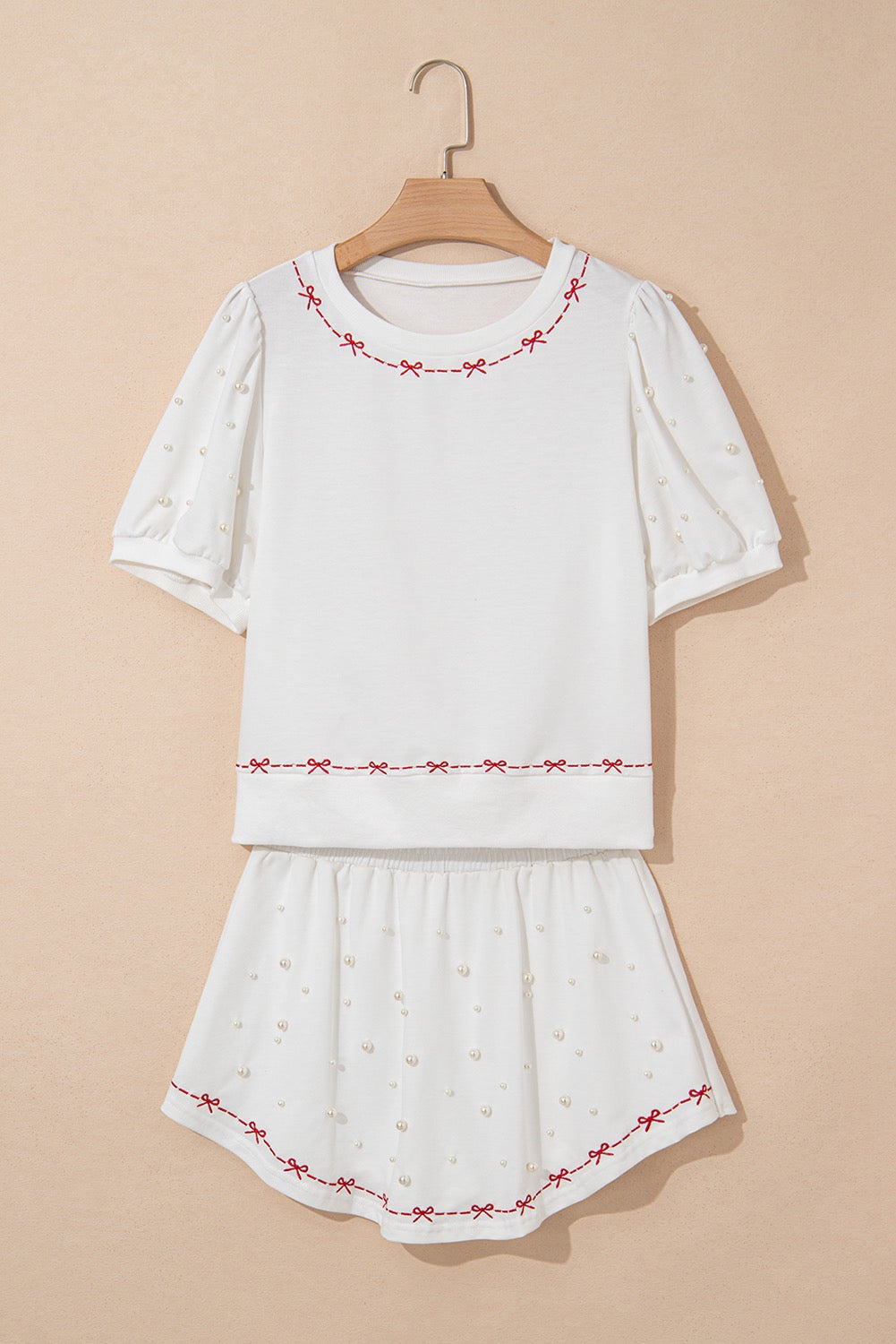 White with Pink Bow Trim Set May.