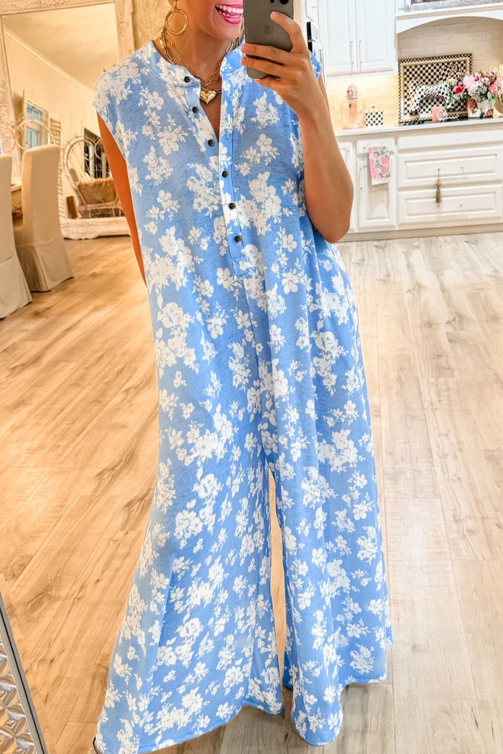 Light Blue Floral Jumpsuit RTS