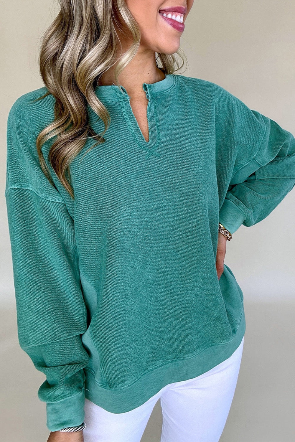 Teal Pullover July.