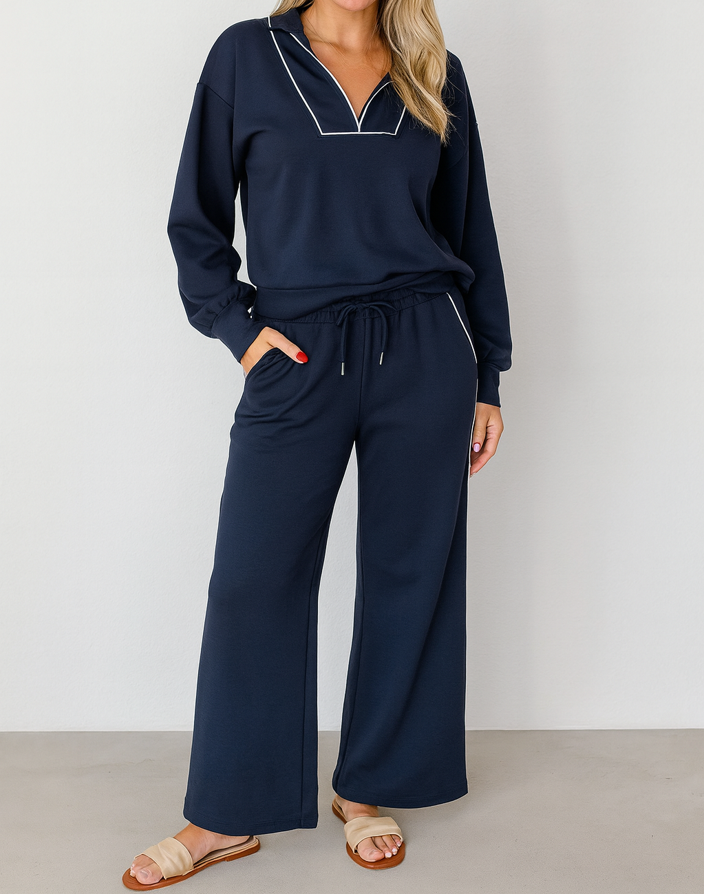 Navy Blue Pullover Set RTS