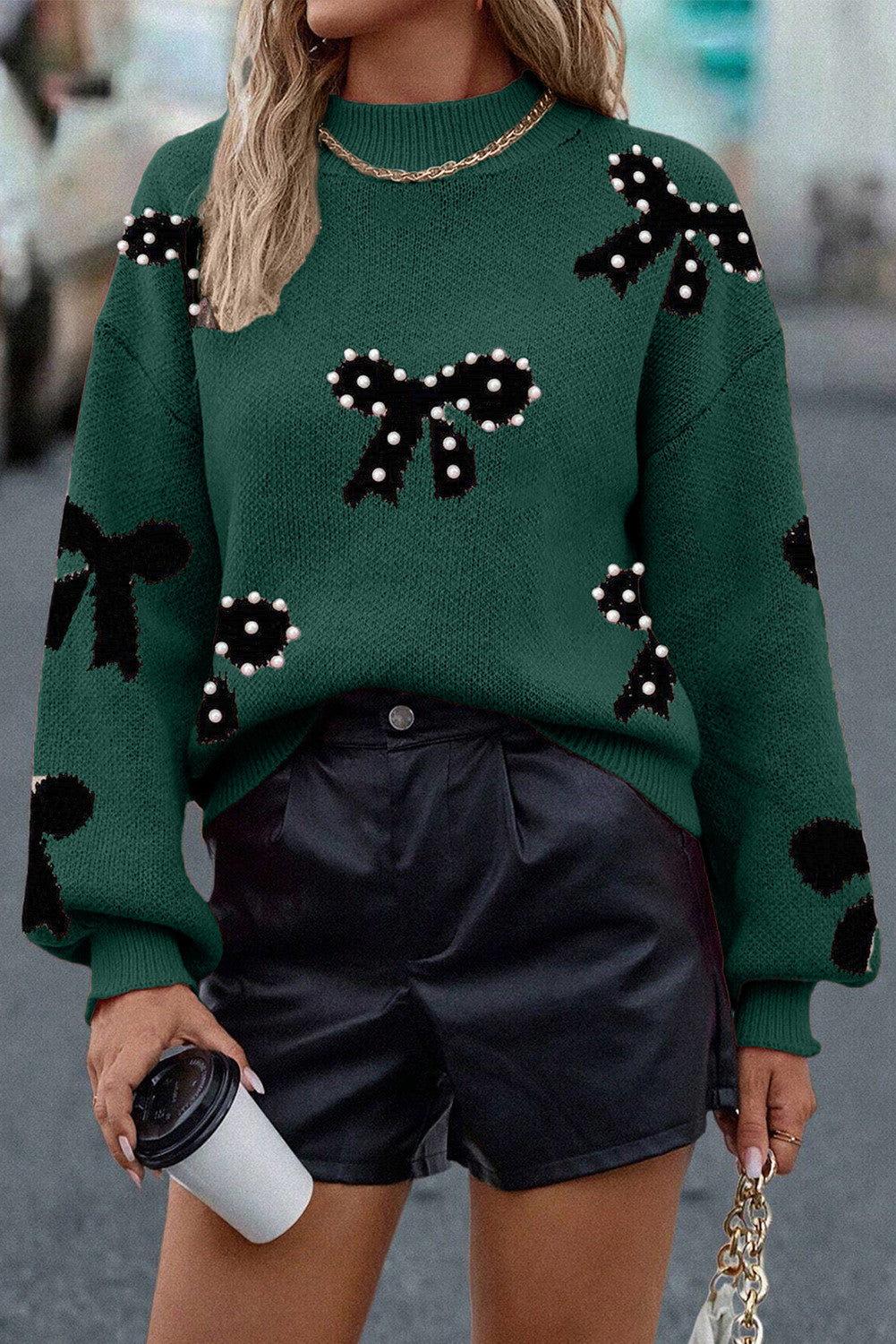 Pearl Bow Sweater LT