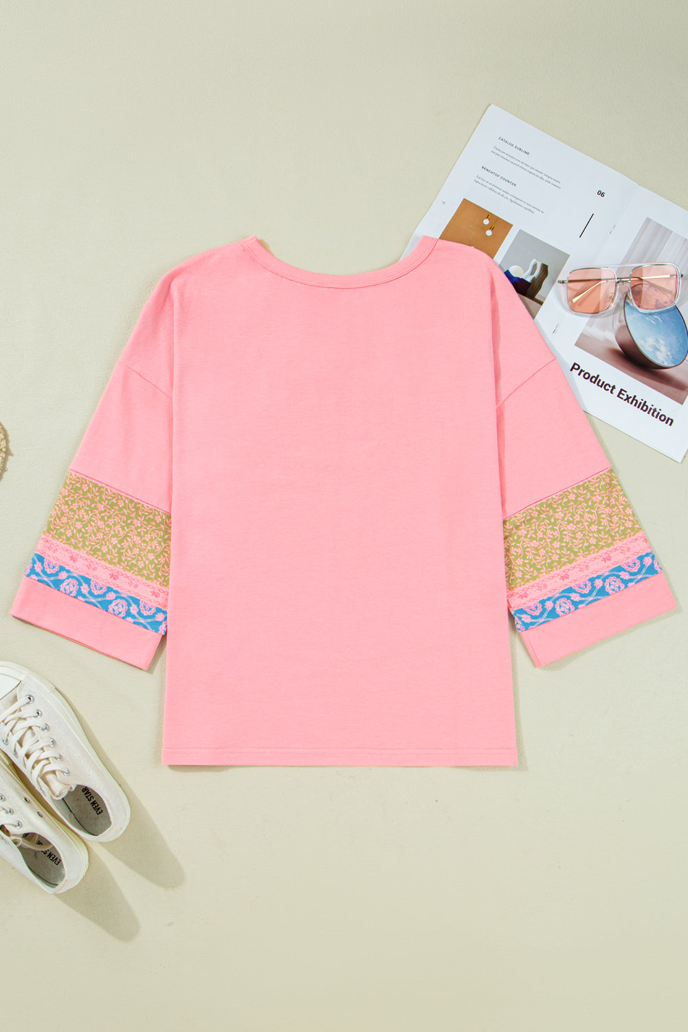 Pink Floral Colorblock Top LT