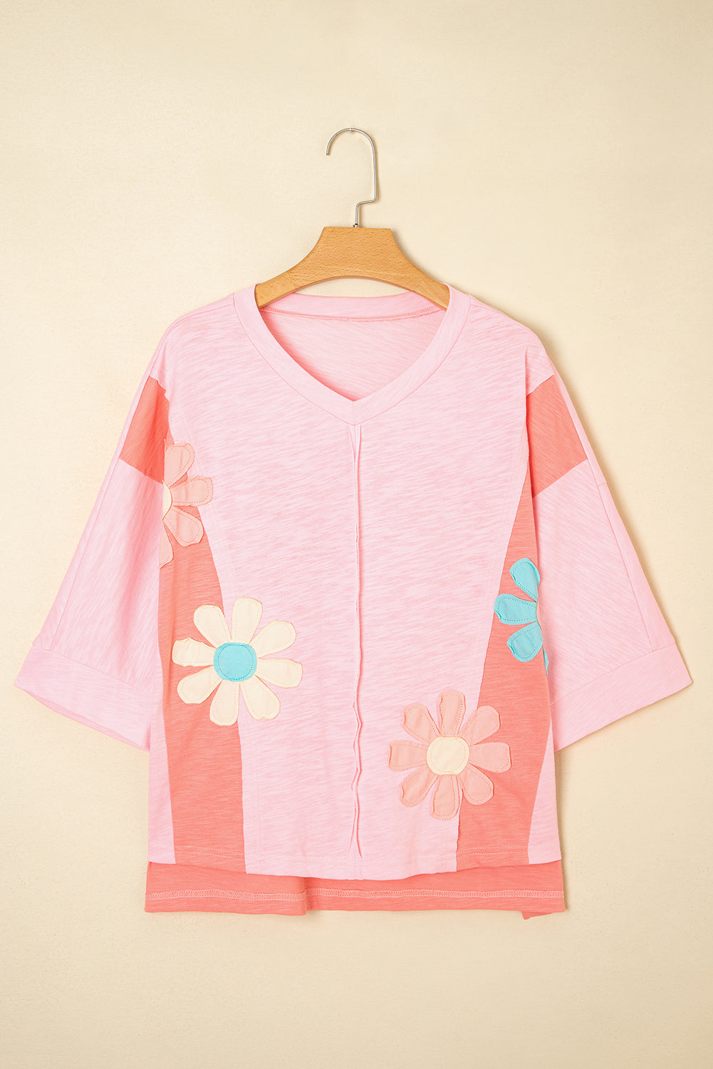 Pink Flower Patch Oversized Top LT