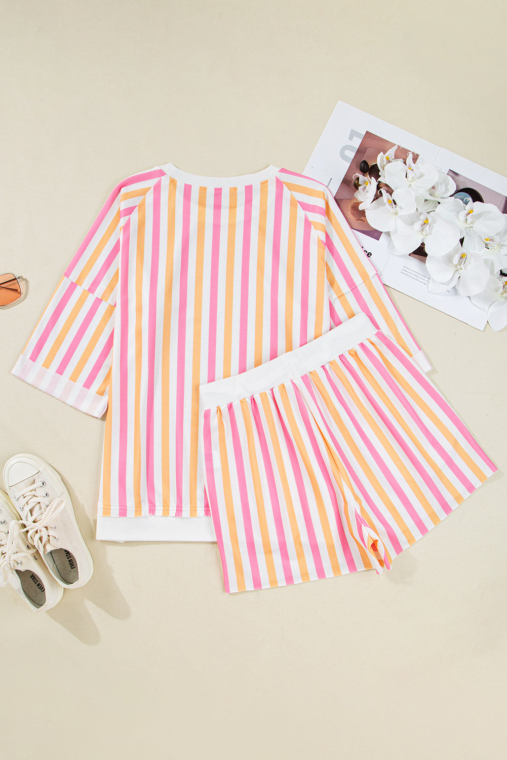 Pink and Orange Stripe Casual Set August.