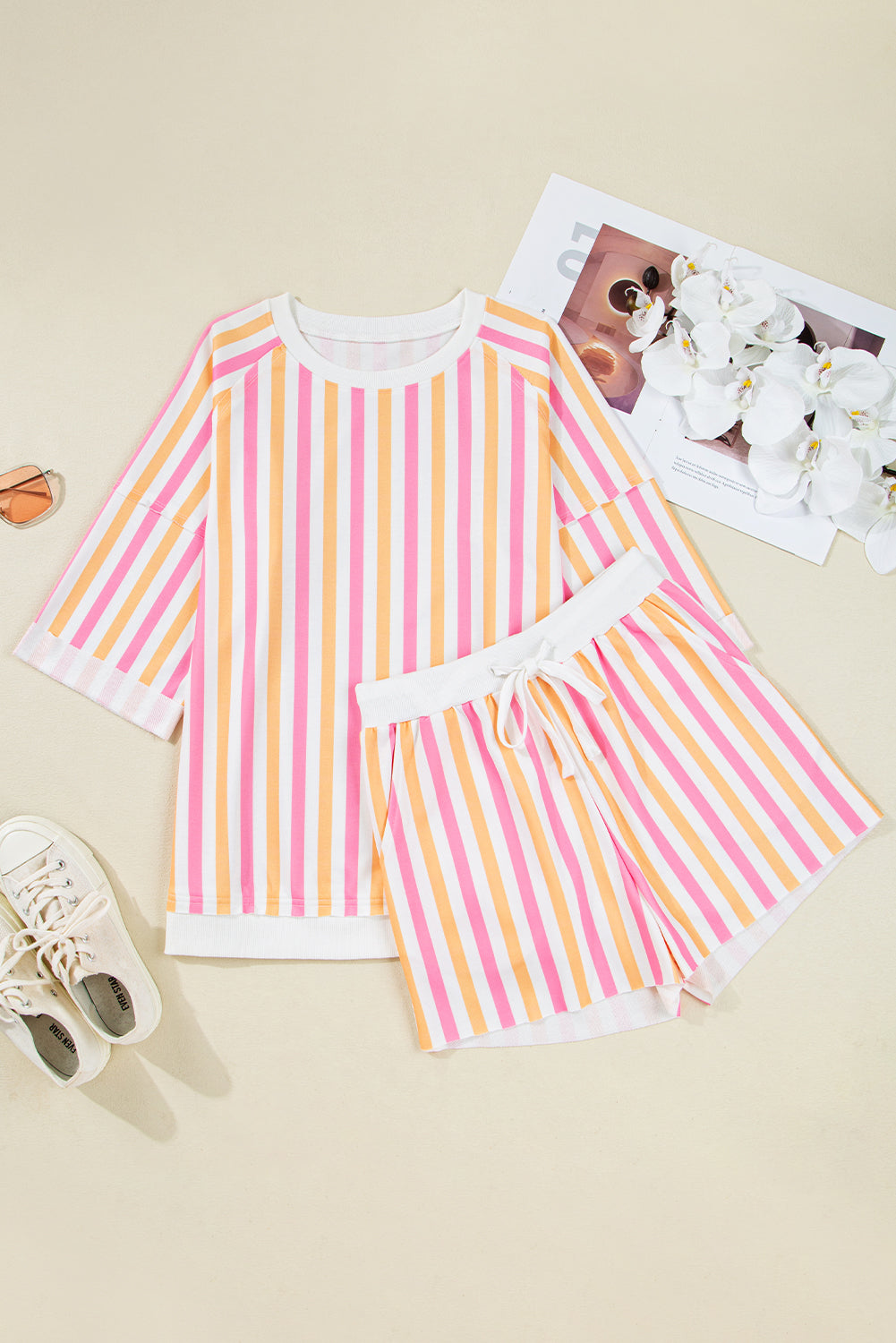 Pink and Orange Stripe Casual Set August.