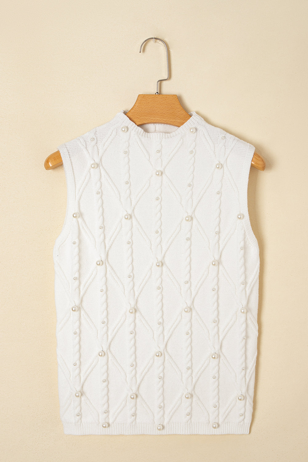 White Pearled Sweater Vest LT