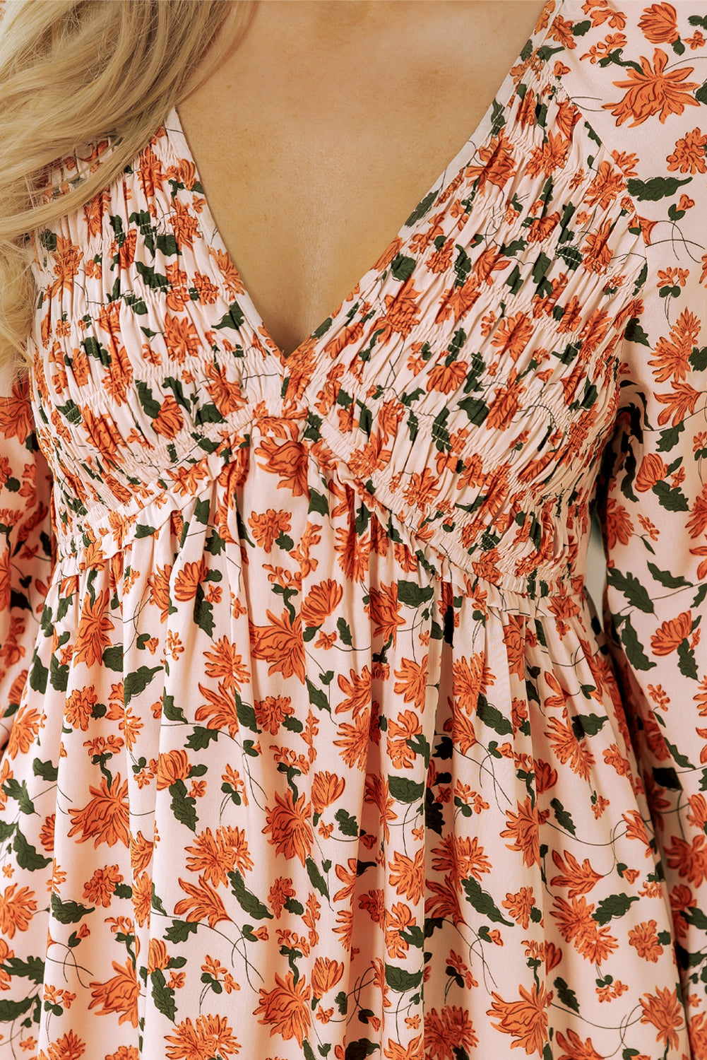 Beige Floral Babydoll Dress RTS