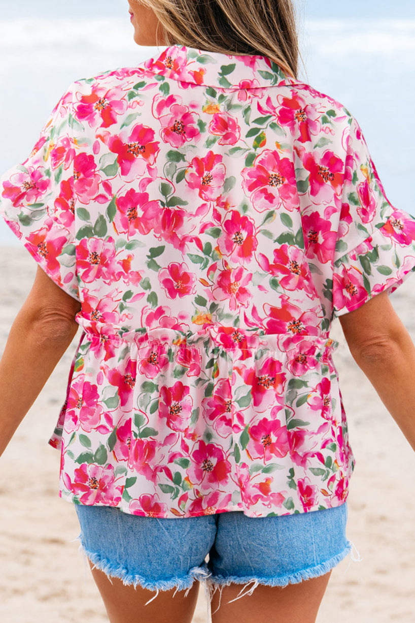 Pink Floral Boxy Blouse LT