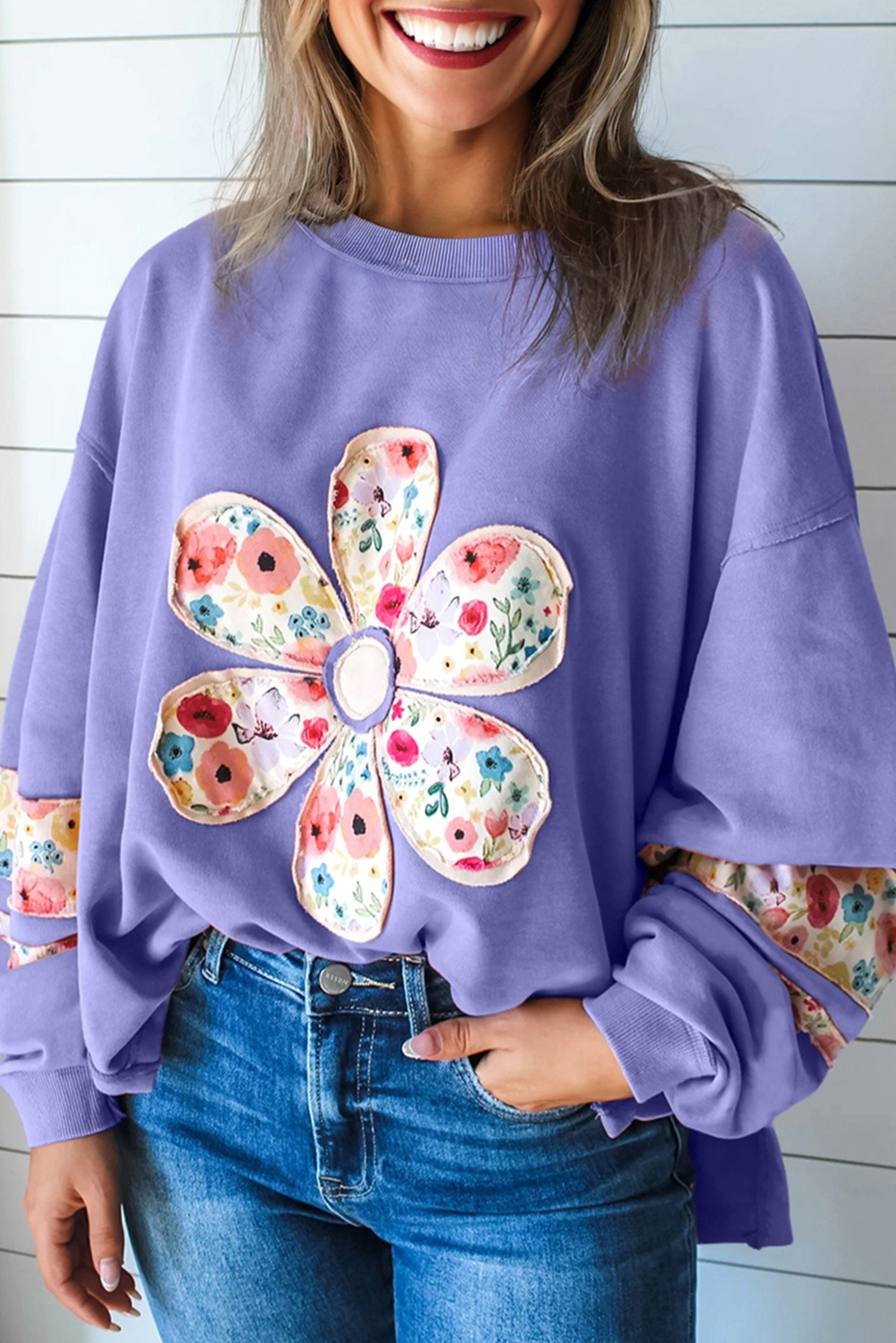 Floral Applique 🌸 Baggy Top *TWO COLORS* LT