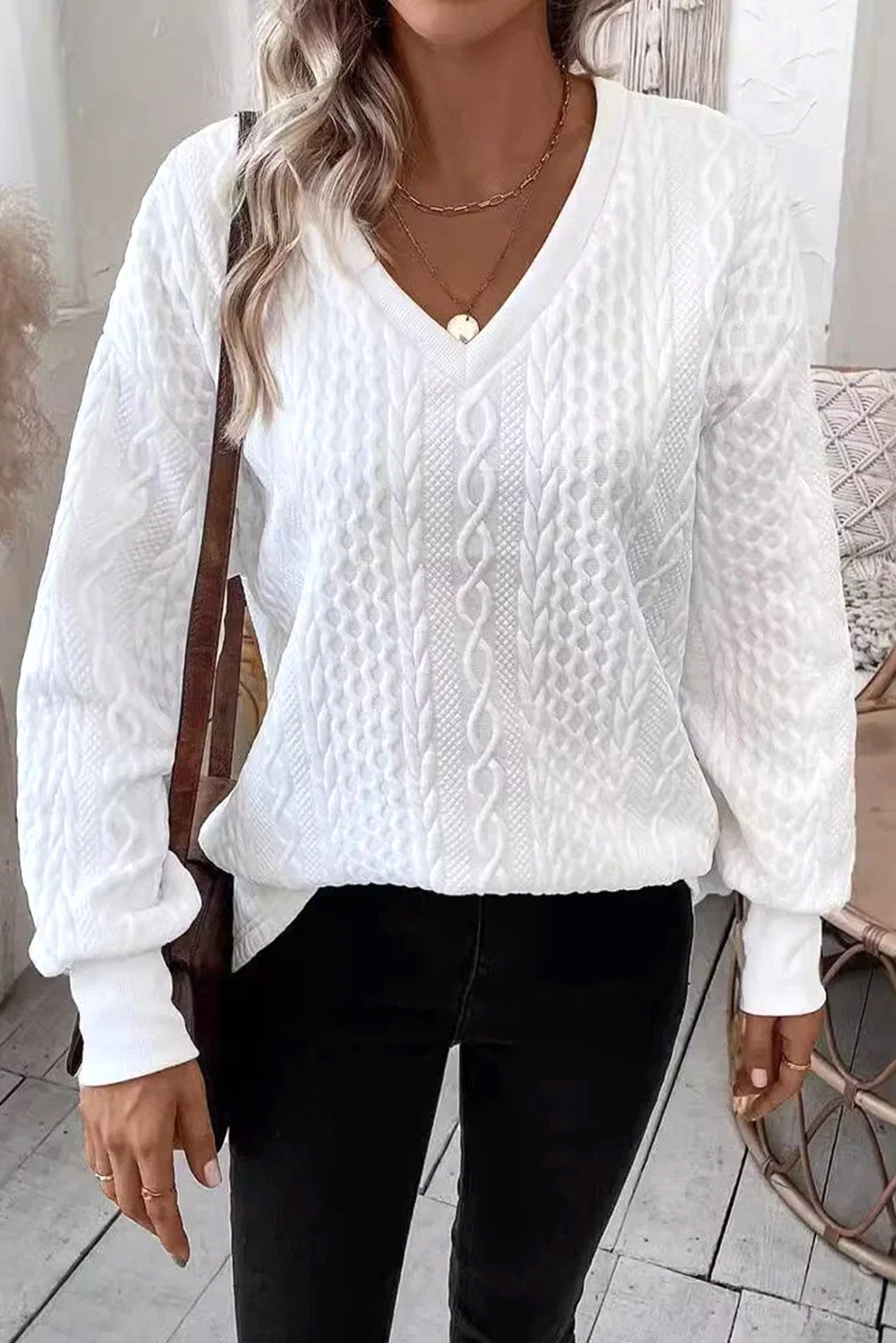 White Textured Knit Top RTS