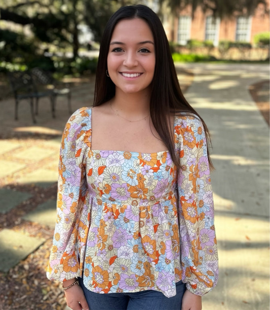 Orange Floral Top