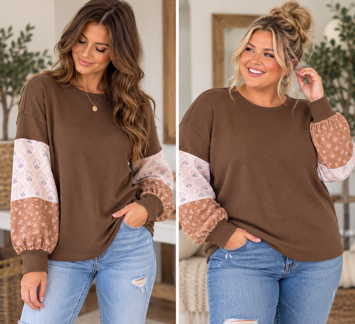 Colorblock floral top
