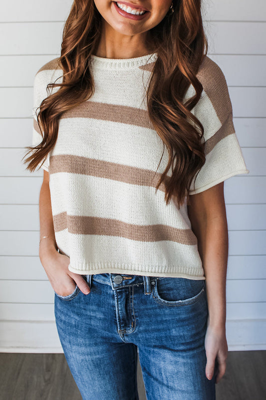 Khaki Stripe Knitted Top RTS
