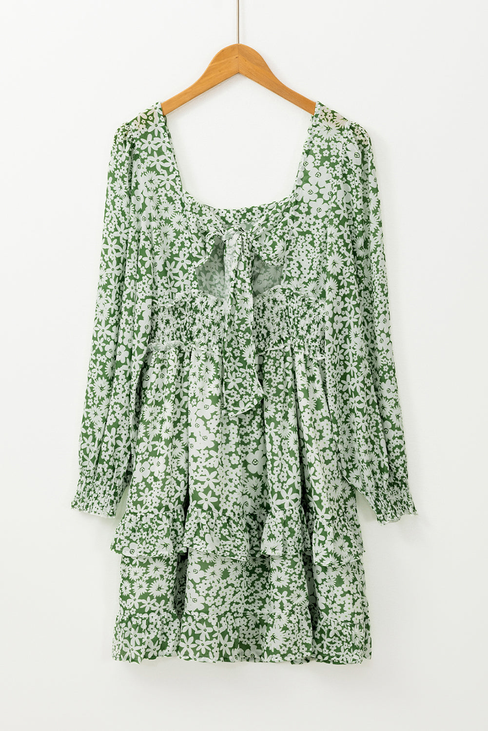 Green Floral Shirred Dress LT