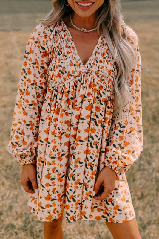 Beige Floral Babydoll Dress RTS