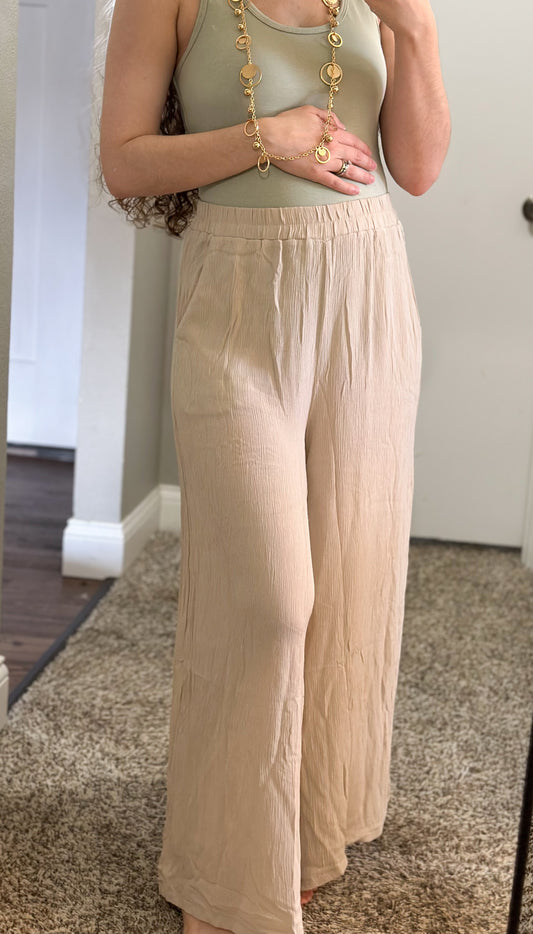 Crinkle Wide Leg Pants