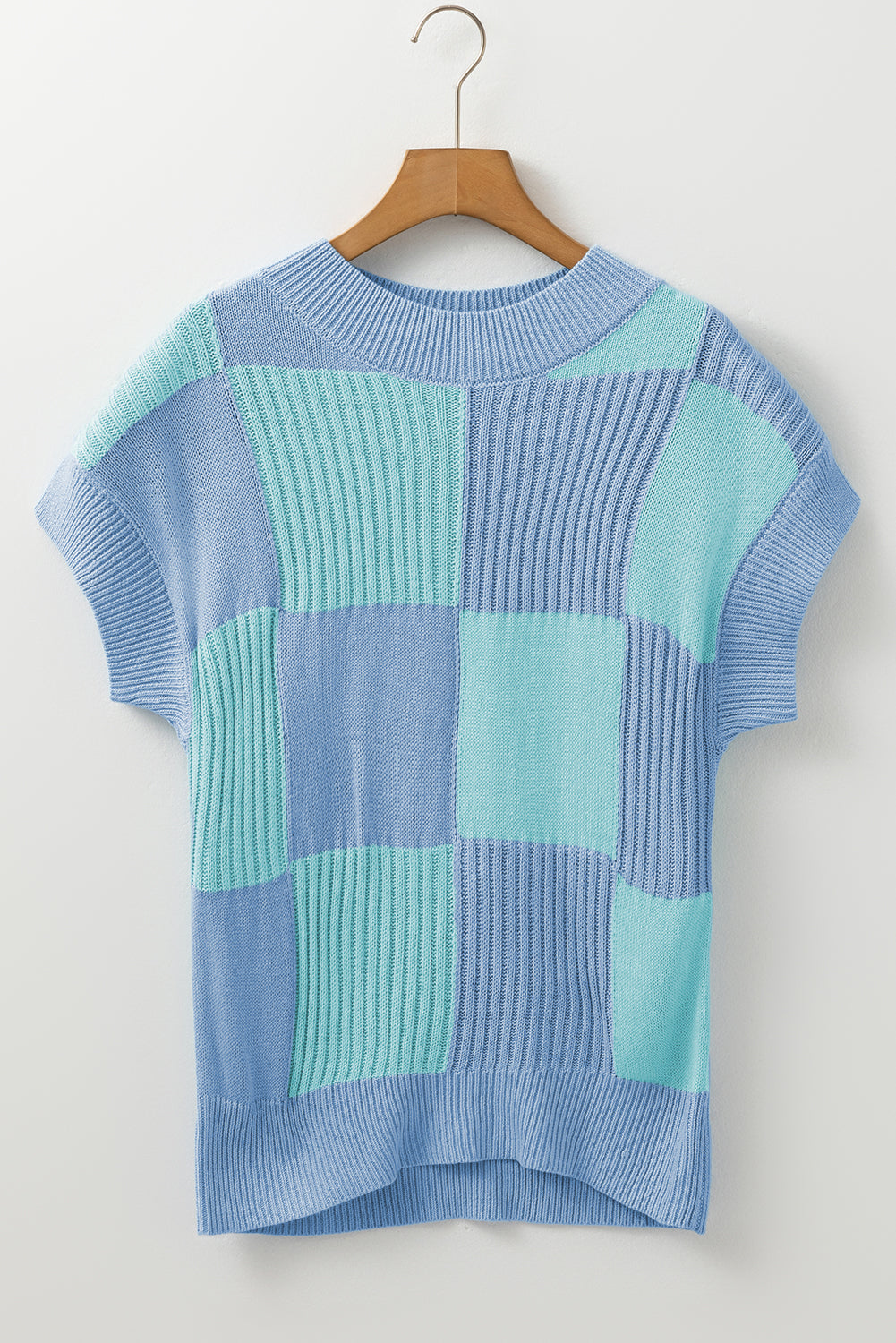 Light Blue Checkered Crew LT