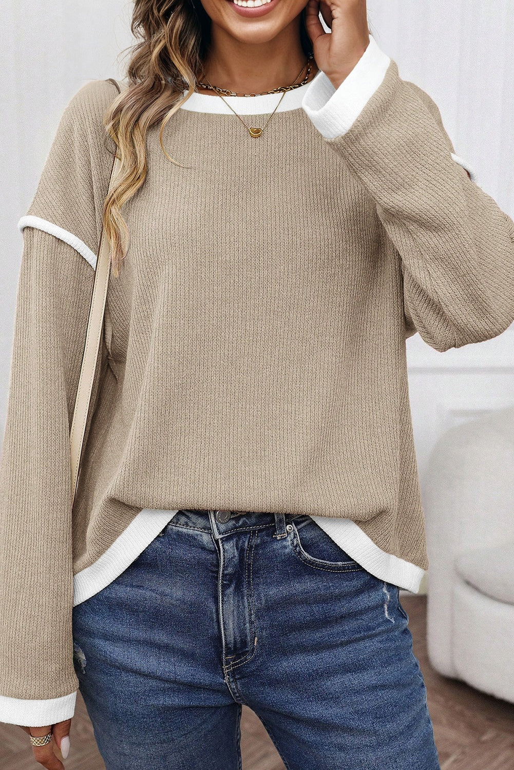 Contrast Loose Top