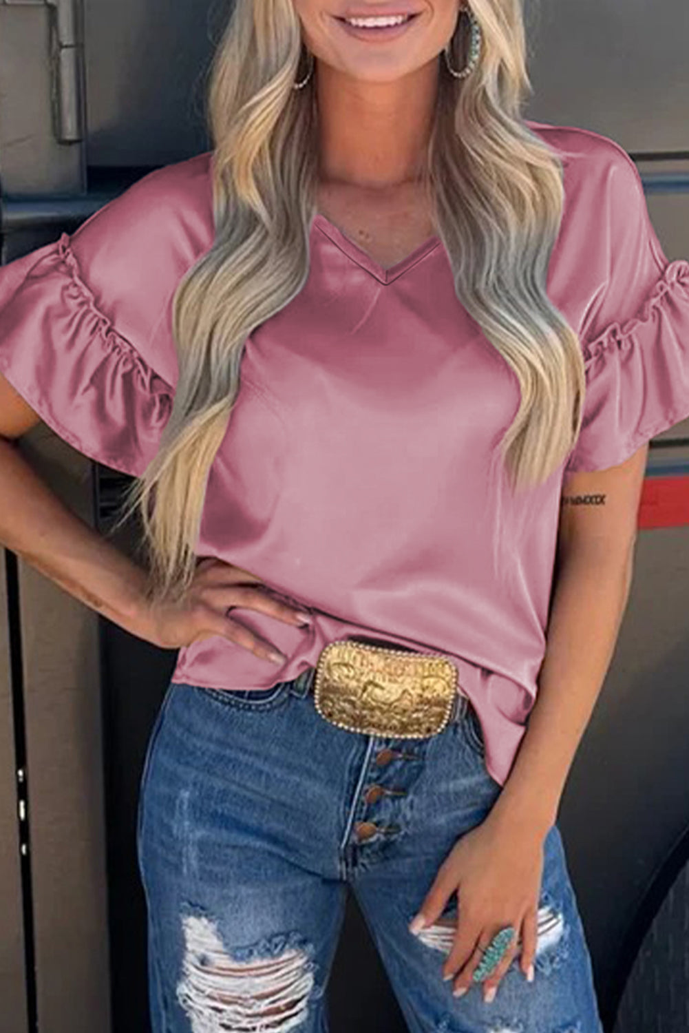 Satin Ruffle Top LT