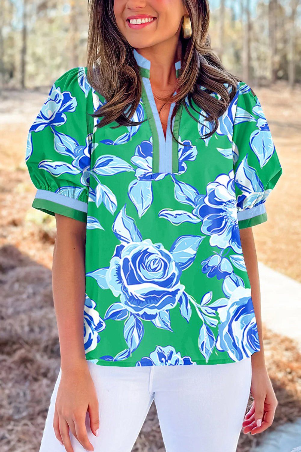 Green Floral Summer Blouse June.