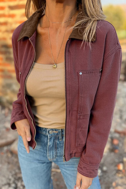 Corduroy Collar Denim Jacket