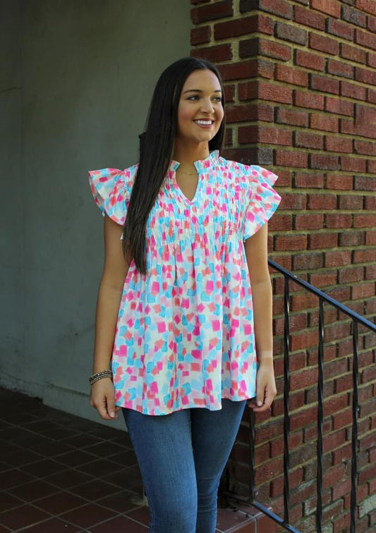 Abstract Ruffle Top