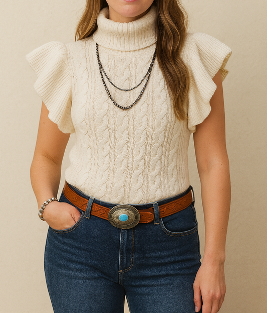 Cable Knit Ruffled Sweater December.