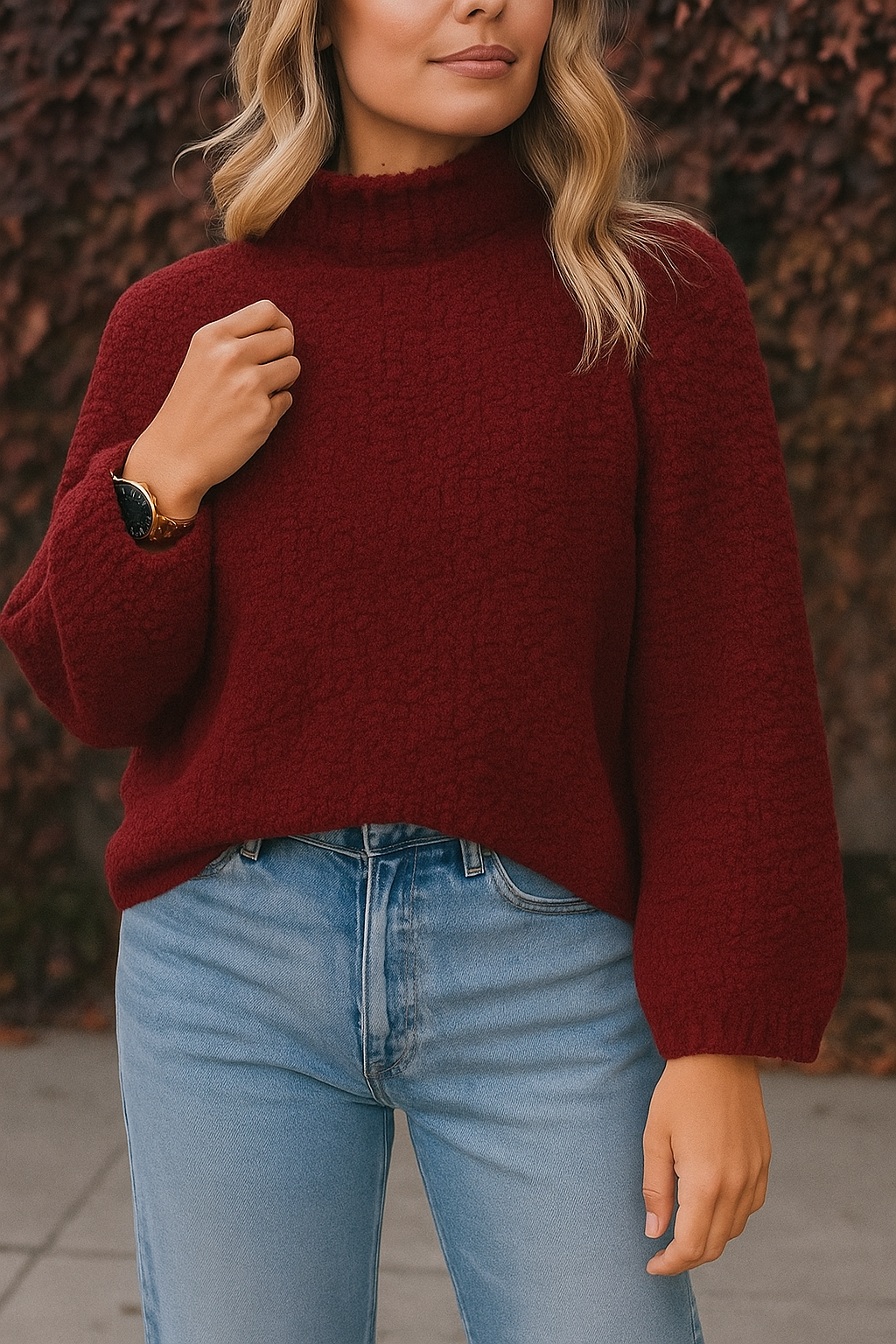 Burgundy Popcorn Sweater LT