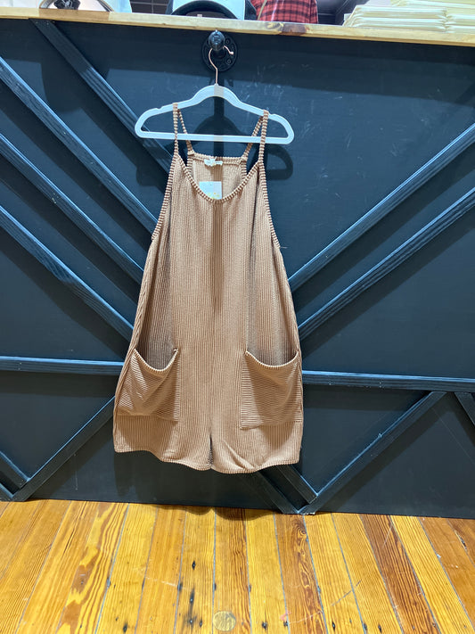 Ribbed Brown Romper