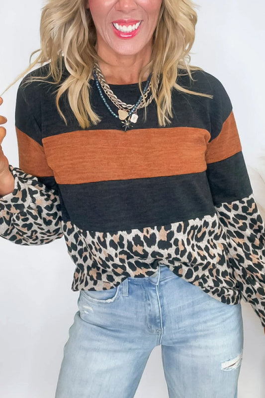 Color Block Leopard Top RTS