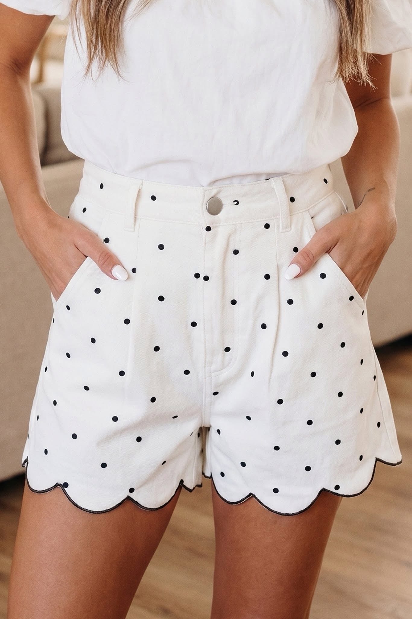 Polka Dot Scalloped Shorts