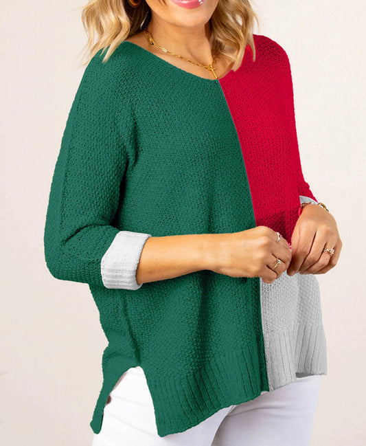 Color Block Knit Sweater December.