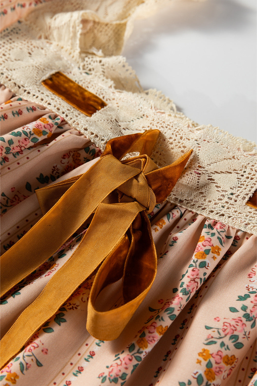 Floral Velvet Bow Loose Mini Dress LT