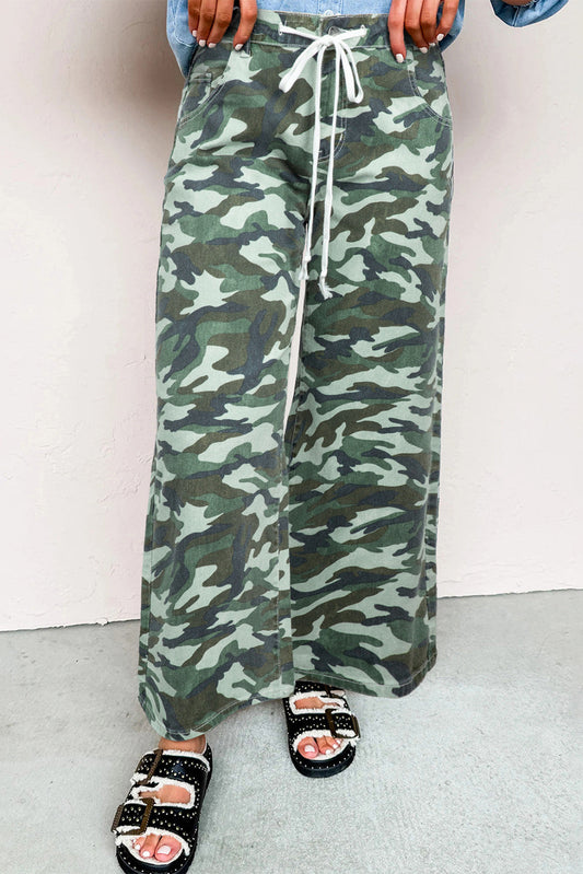 Green Camouflage Wide Leg Pants LT
