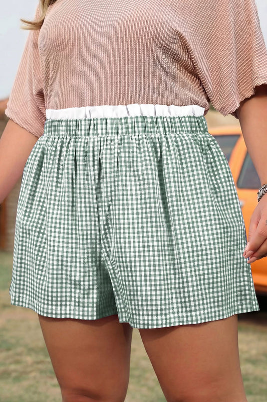 Green Plaid Plus Size Shorts