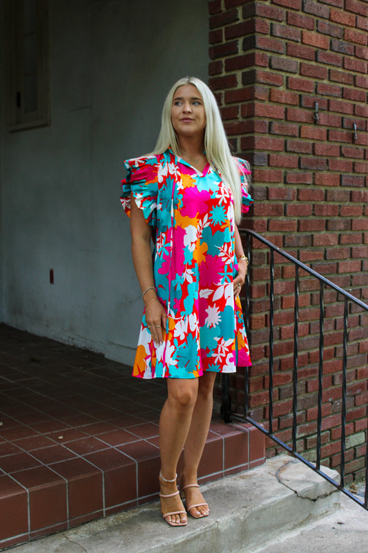 Multicolor Flutter Dress