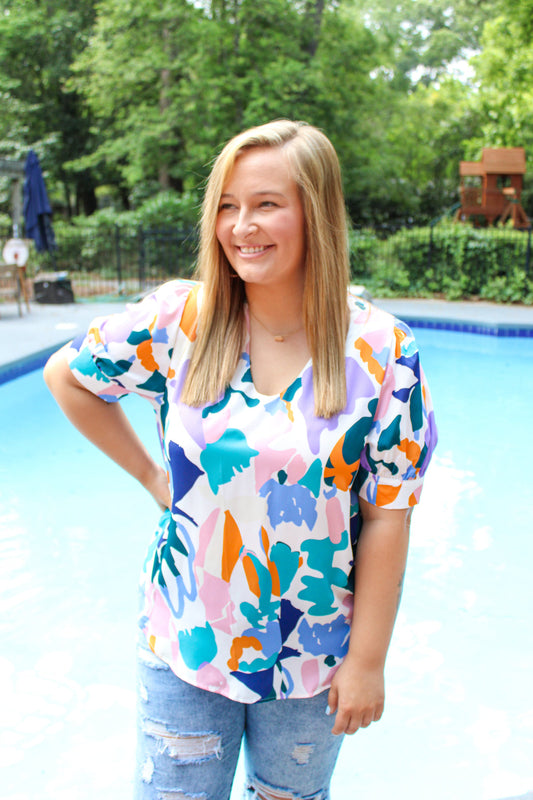 Plus Size Abstract Top