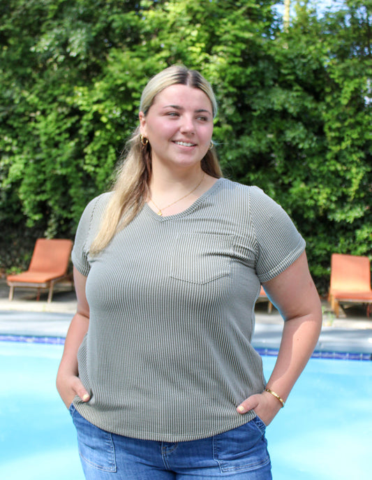 Green Plus Size Pocket Top May.