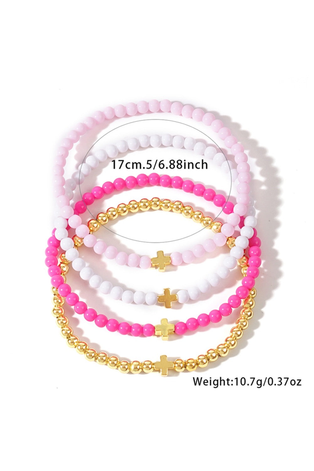 Pink Beaded Cross Bracelets LT
