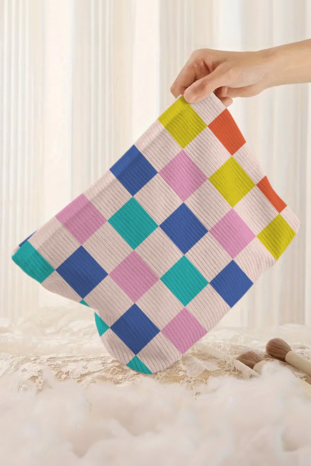 Rainbow Checkered Makeup Bag LT