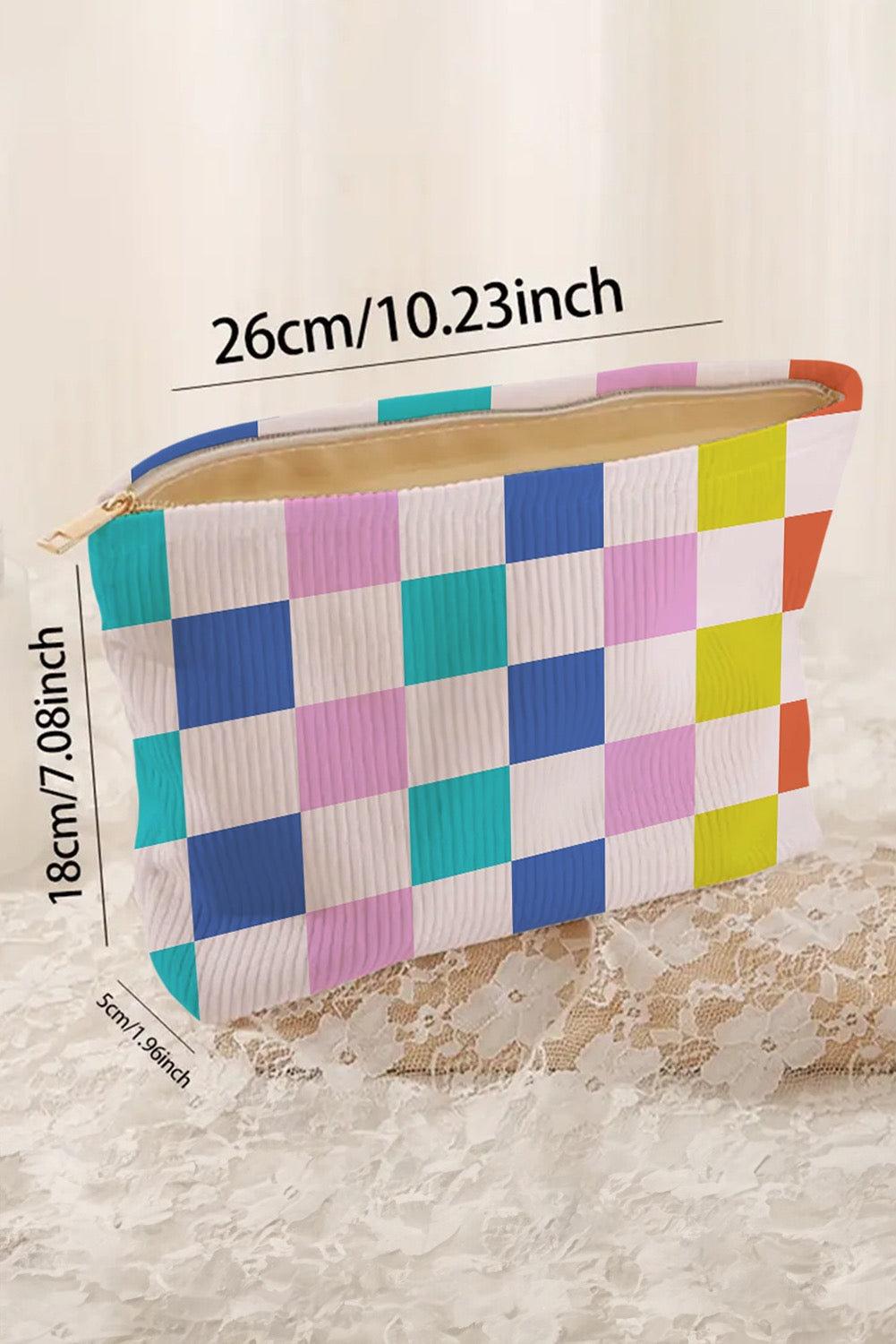 Rainbow Checkered Makeup Bag LT