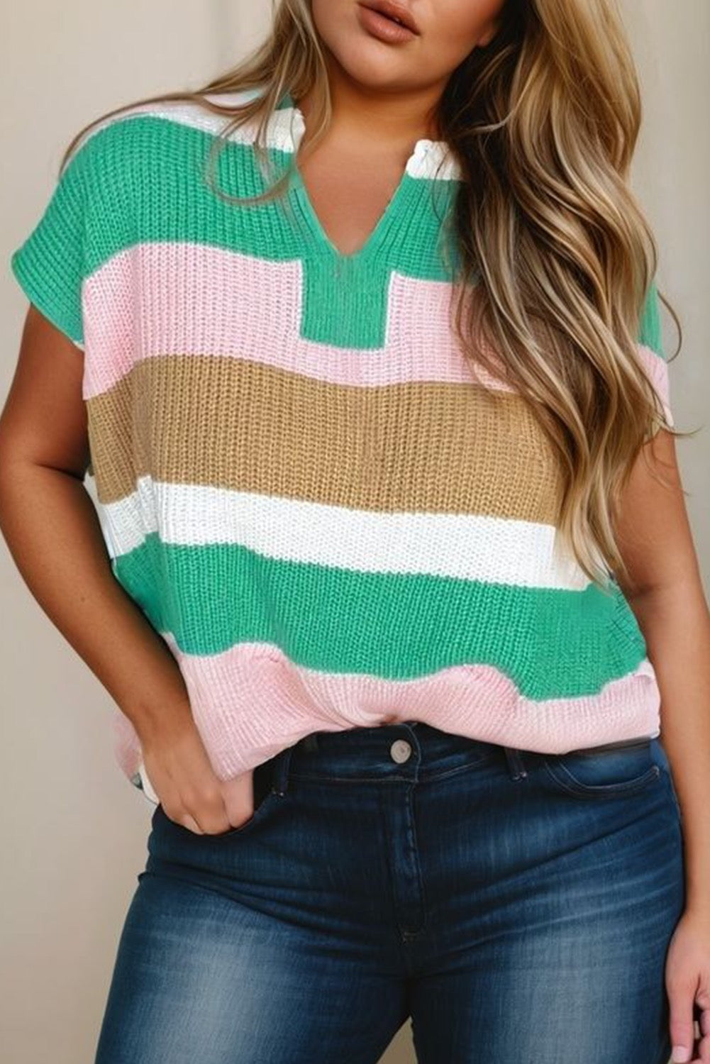 Knit Plus Size Striped Top May.