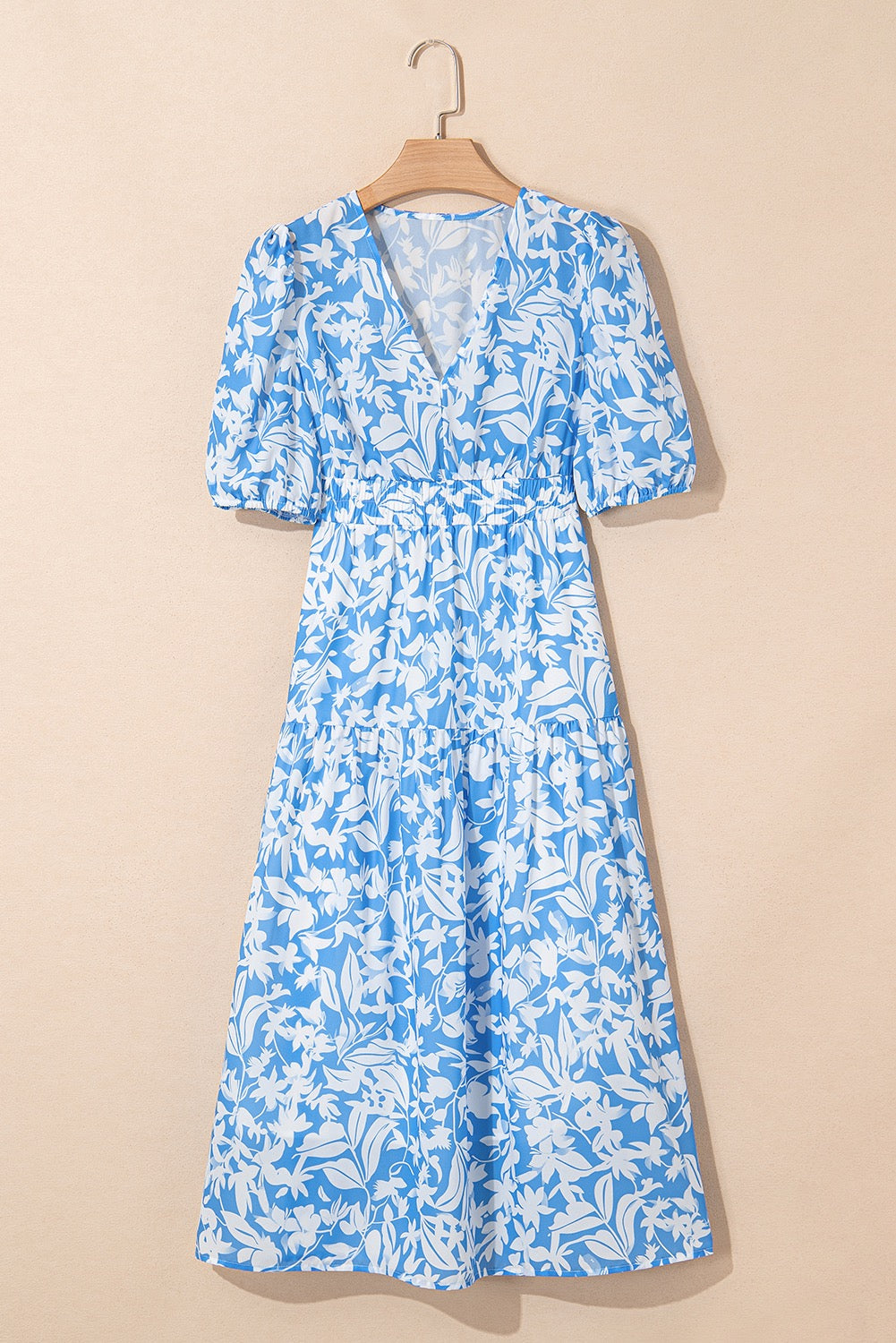 Sky Blue Floral Long Dress LT