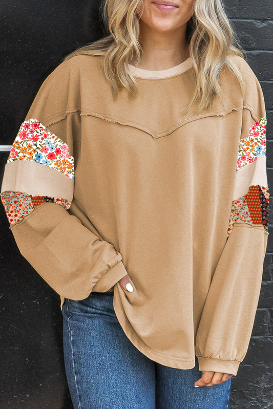 Khaki Exposed Floral Plus Size Top RTS