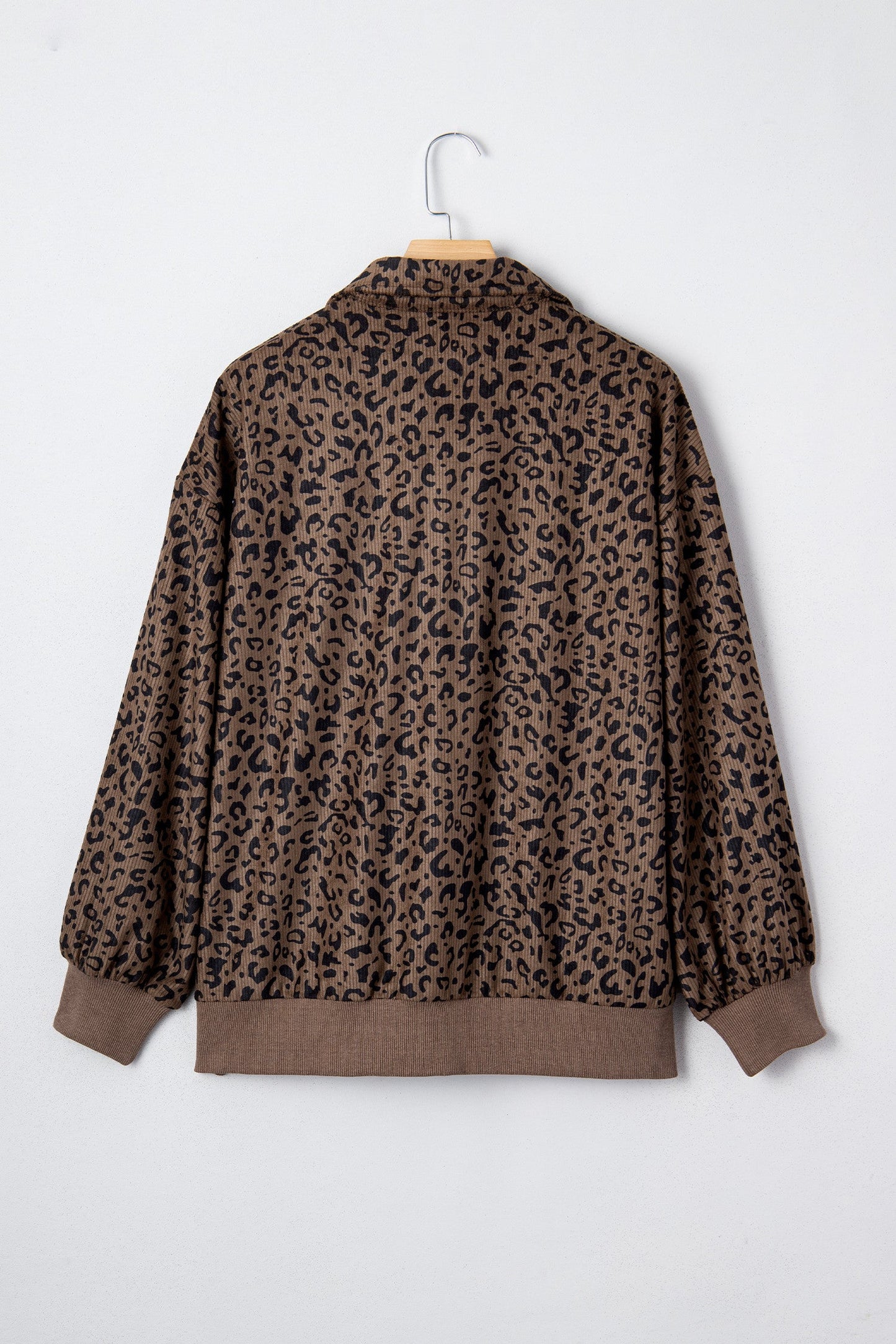 Leopard Corduroy Half Zip Pullover LT